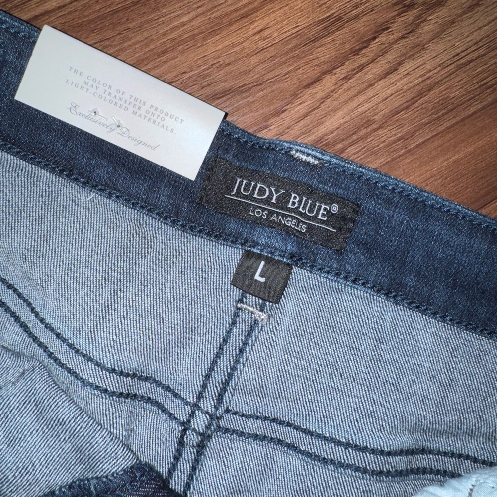 Judy Blue Blue Denim Cutoff Shorts - Picture 3 of 4